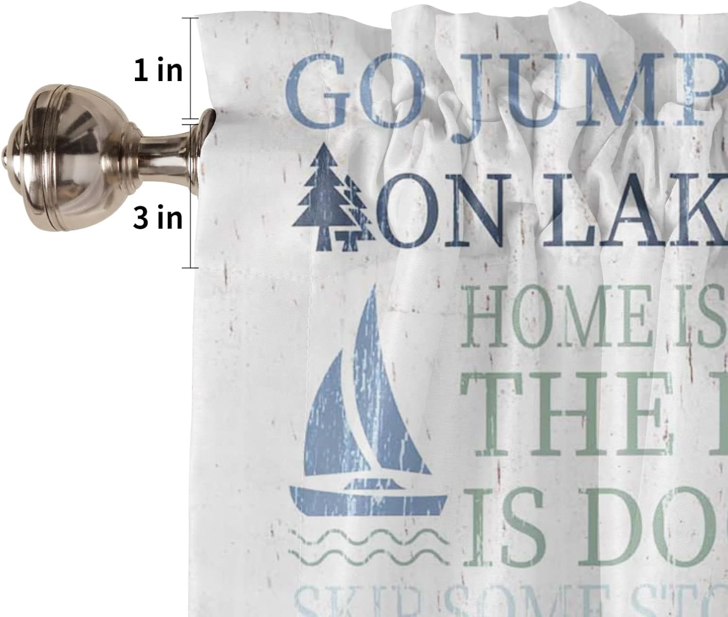 AmbeHome Cenefas de cortina náuticas para decoración de ventanas, cenefa temática de Lake Life para cocina, sala de estar, dormitorio, cenefa de