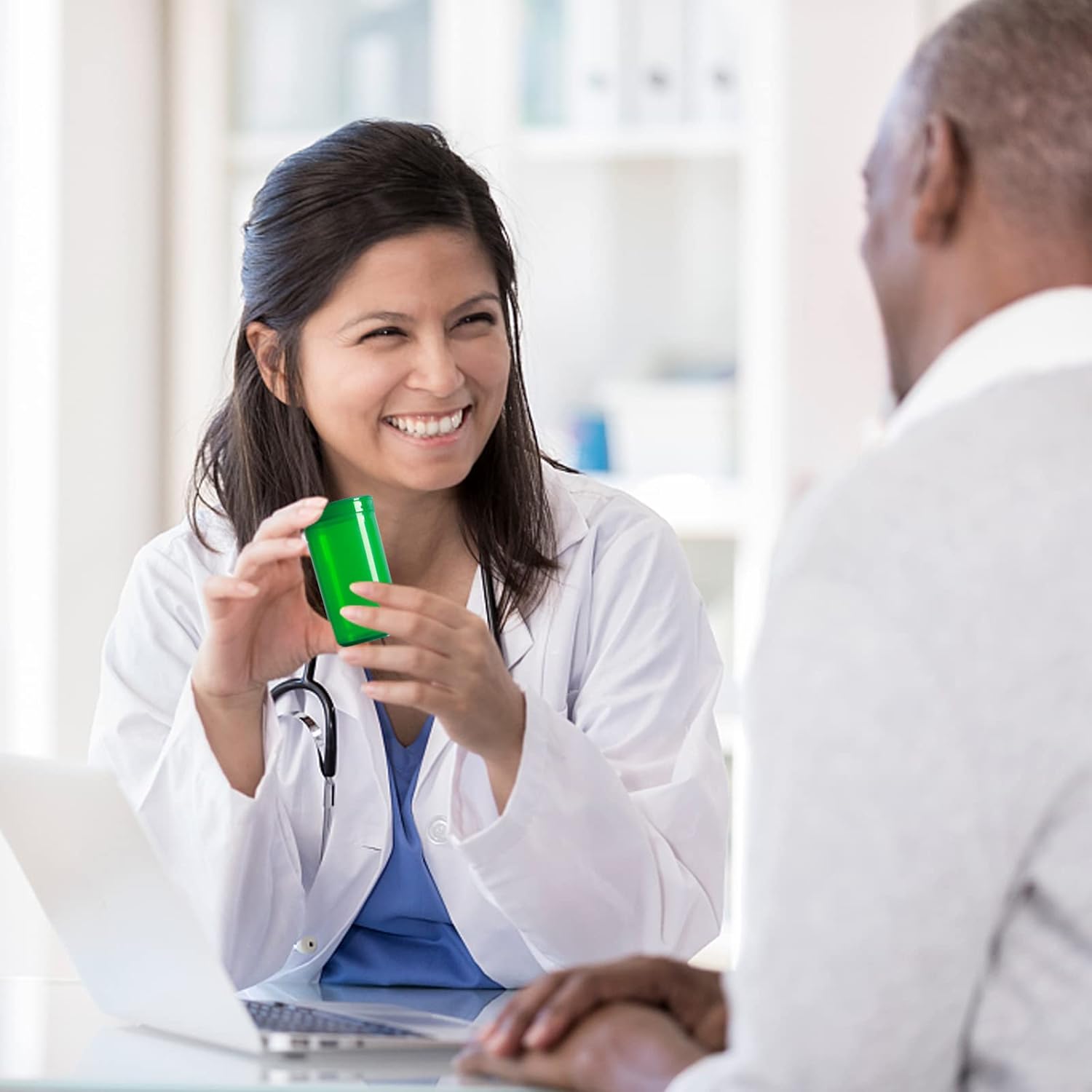 12 frascos vacíos de plástico con receta, botellas herméticas impermeables para píldoras con tapas superiores para juntas (30 dram, verde