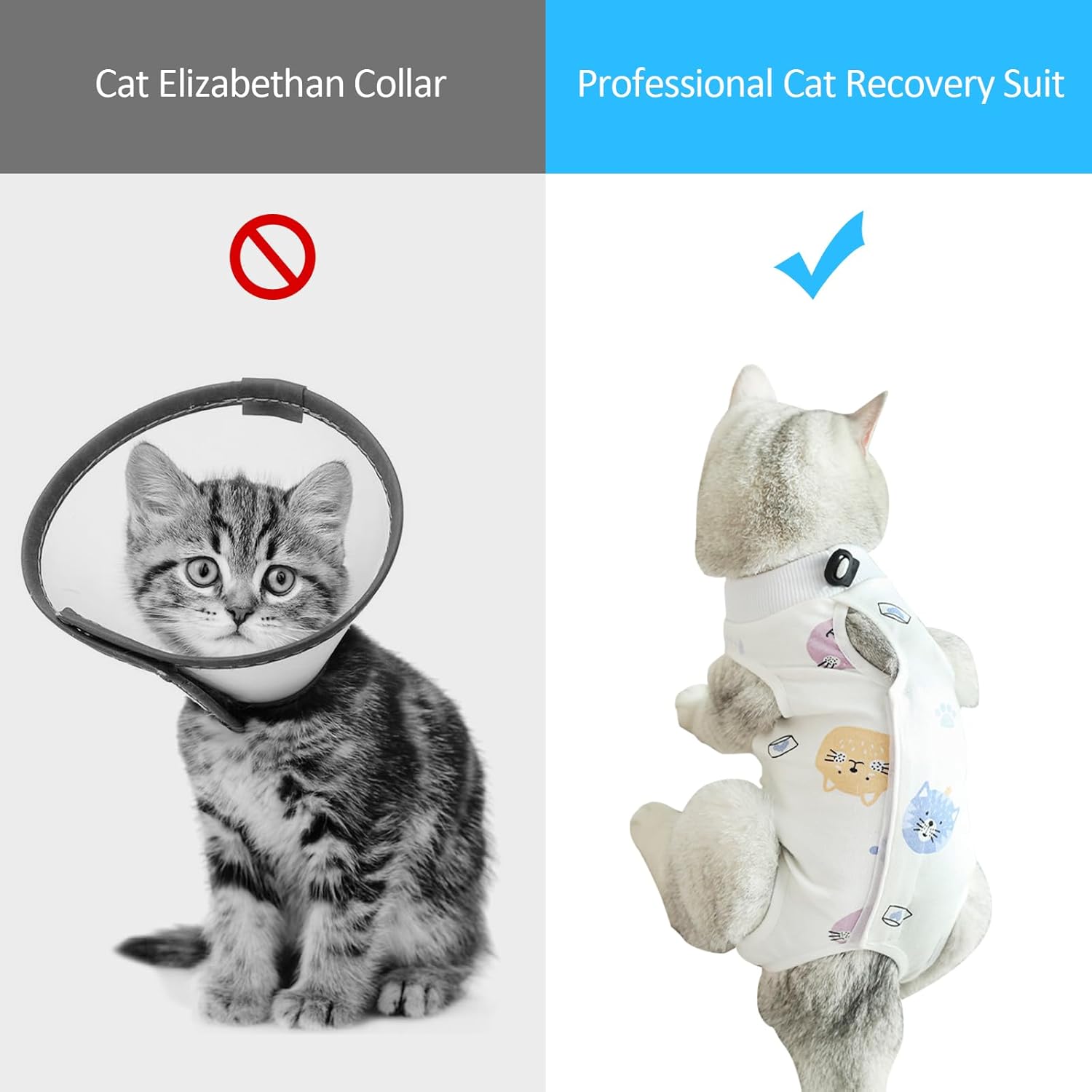 Traje de recuperación para gatos para heridas abdominales, enfermedades de la piel, mameluco de gato para gatos después de la cirugía, traje de