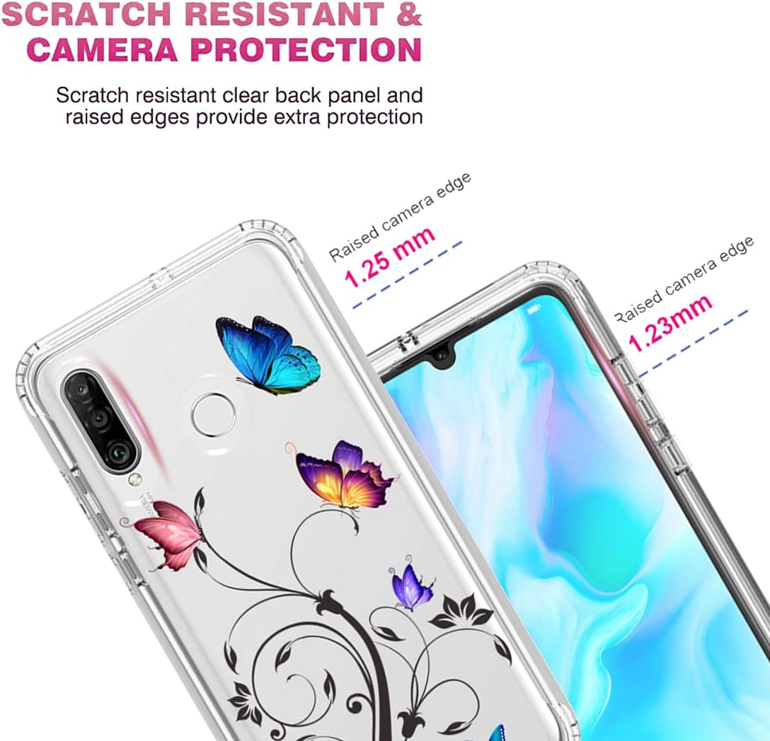 Vavies Funda para Huawei P30 LiteNova 4E MAR-LX3A con protector de pantalla de vidrio templado, cuerpo completo, transparente, flexible, con diseño