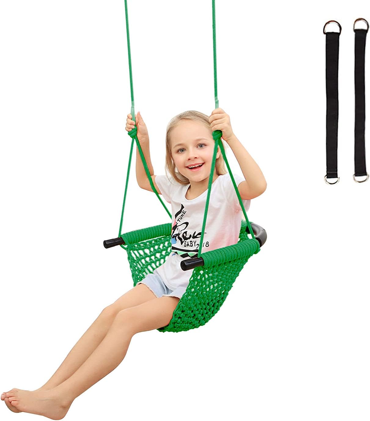 RedSwing Asiento de columpio para niños con cuerdas ajustables, asiento de columpio infantil tejido a mano, ideal para árbol, exterior, interior,