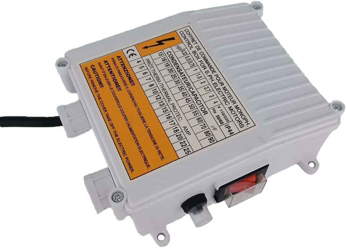 Accesorios de bomba de pozo profundo de 110 V Caja de controlador de bomba de pozo Caja de control externo 1.1KW 1.5HP Caja de control de