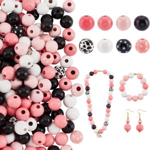 PH PandaHall 218 cuentas de madera con estampado de vaca de 0.630 in, 8 estilos pintados de granja, cuentas espaciadoras para Navidad, Acción de PH PandaHall 218 cuentas de madera con estampado de vaca de 0.630 in, 8 estilos pintados de granja, cuentas espaciadoras para Navidad, Acción de