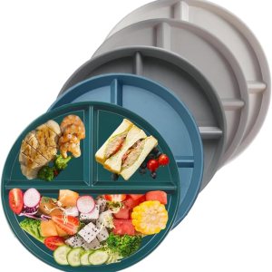 5 platos divididos irrompibles para niños y adultos, platos de compartimento, platos de plástico ligeros y reutilizables para control de porciones 5 platos divididos irrompibles para niños y adultos, platos de compartimento, platos de plástico ligeros y reutilizables para control de porciones