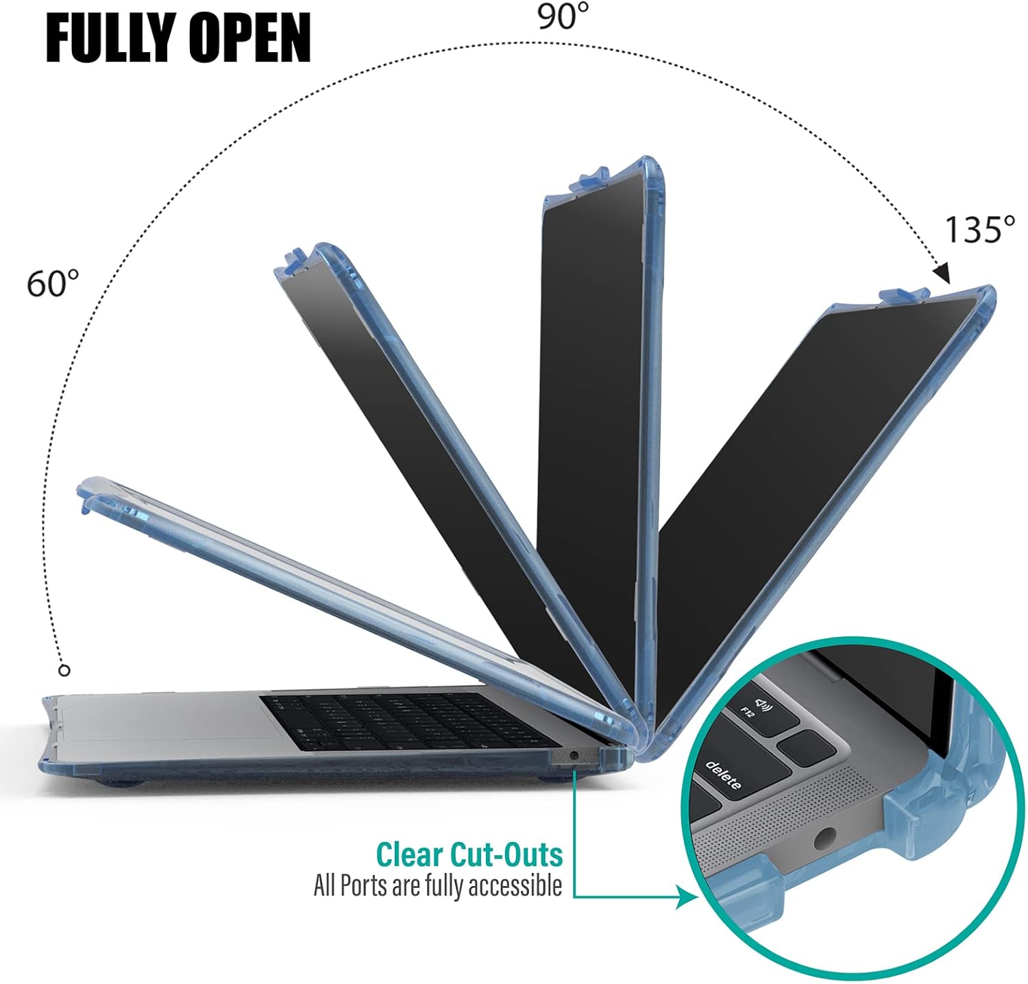 IBENZER Hexpact AT13-SRL – Funda protectora resistente con bloqueo de pantalla para Mac Air 13 con Touch ID, color azul serenidad, compatible con