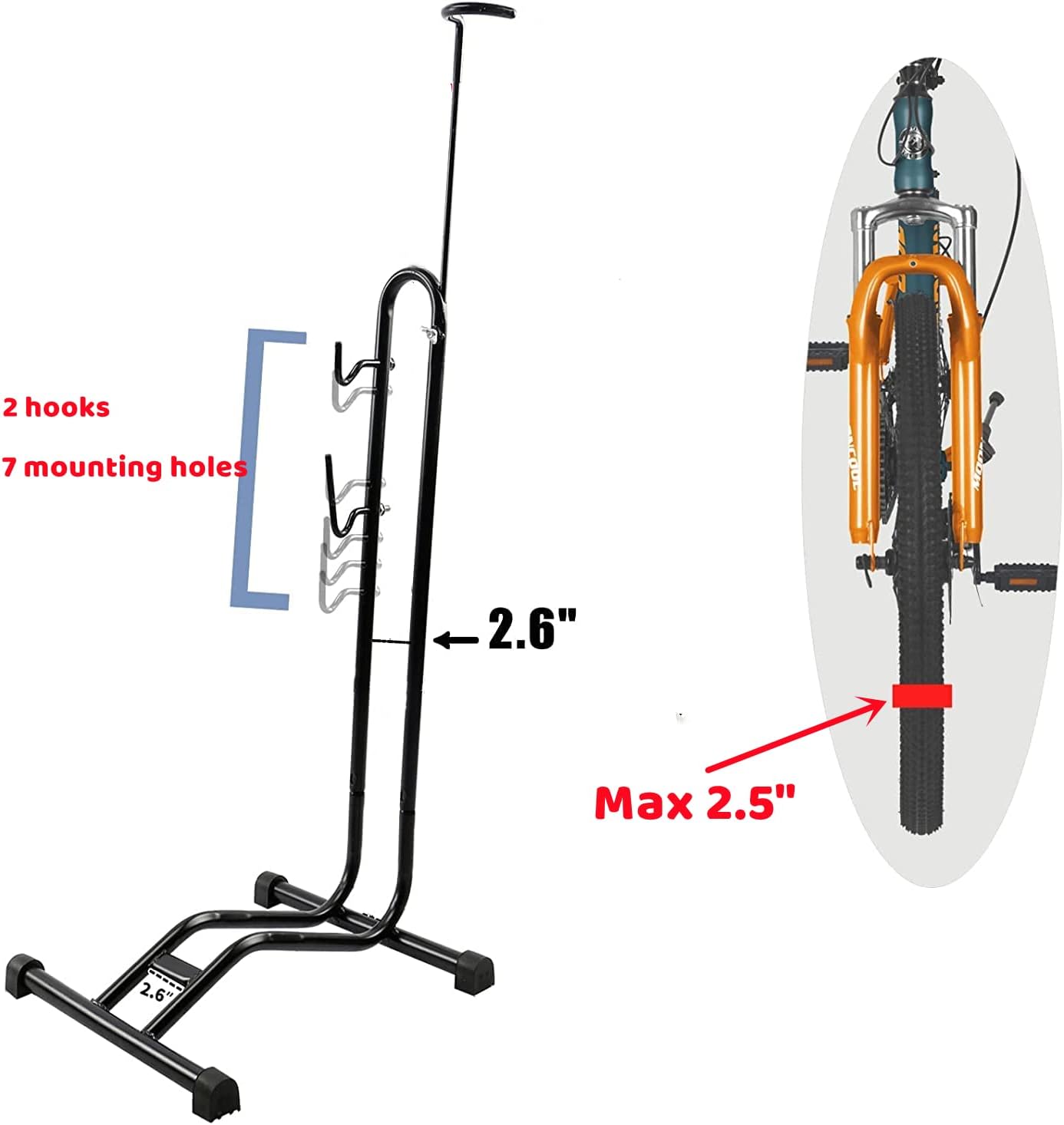 Bicycle Parking Stand, Premium Quality Vertical & Horizontal Adjustable Bicycle Floor Parking Rack, Fat Bike Stand