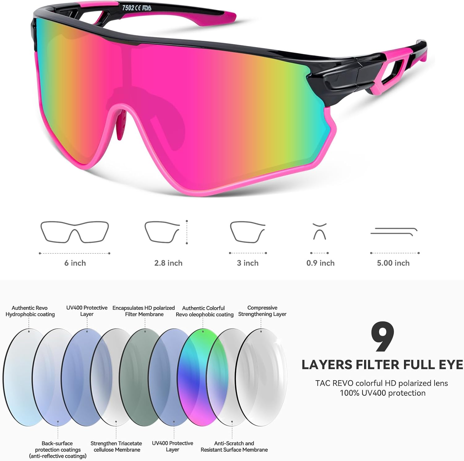 BEACOOL Gafas de sol deportivas polarizadas para hombres y mujeres, jóvenes, béisbol, pesca, ciclismo, correr, senderismo, motocicleta, lentes Tac