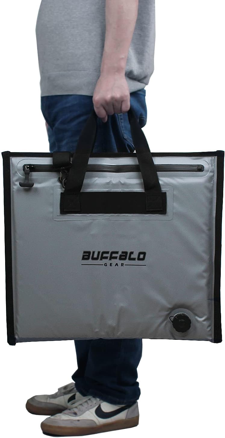 Buffalo Gear Bolsa enfriadora de pescado aislada,Enfriador de bolsa de cebo de pescado de 20 × 18 pulgadas,Bolsa impermeable para matar peces a