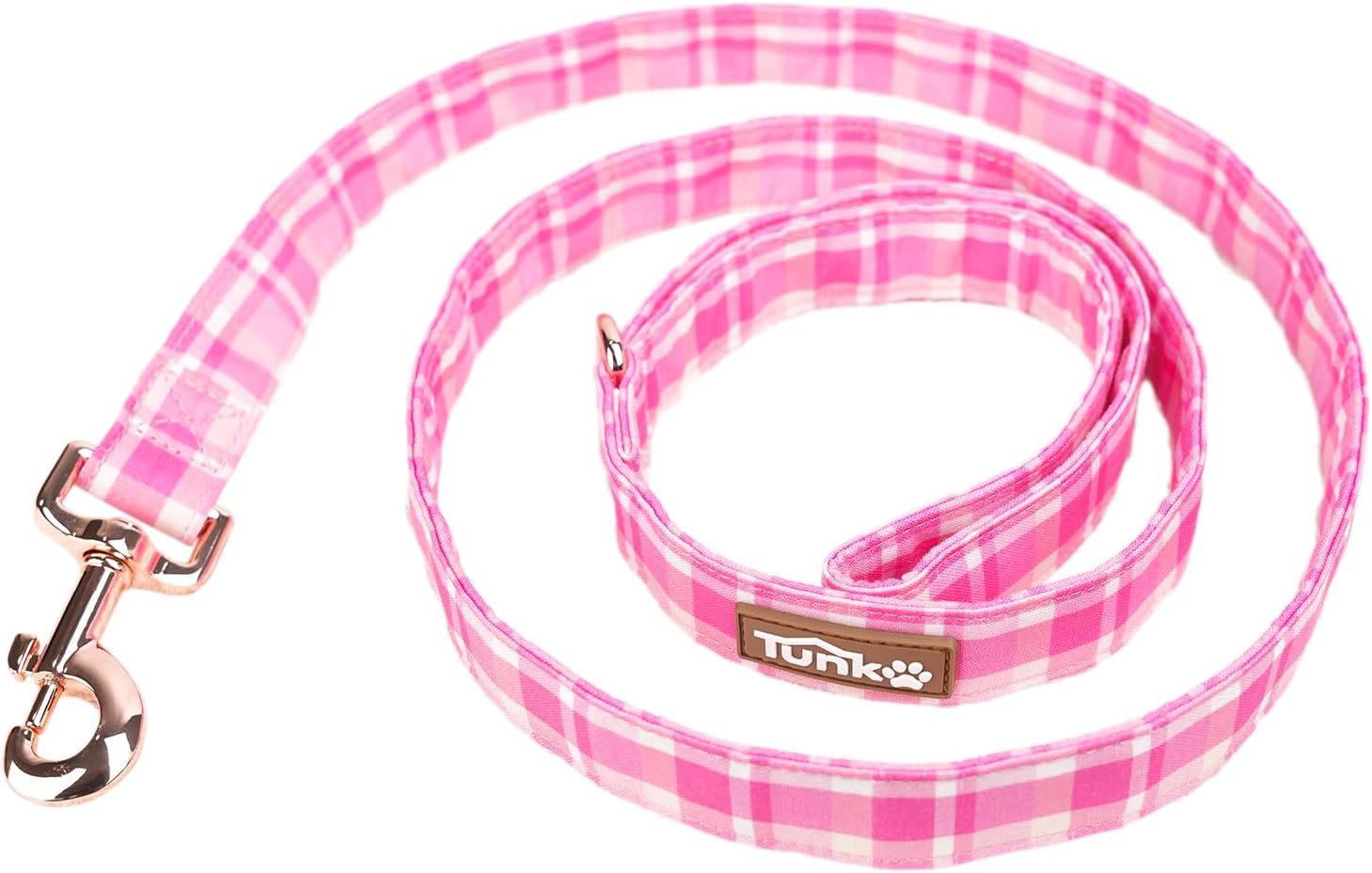 Correa de perro a cuadros rosa con hebilla de metal, calidad inigualable en tamaños pequeños, medianos y grandes para caminar diariamente con