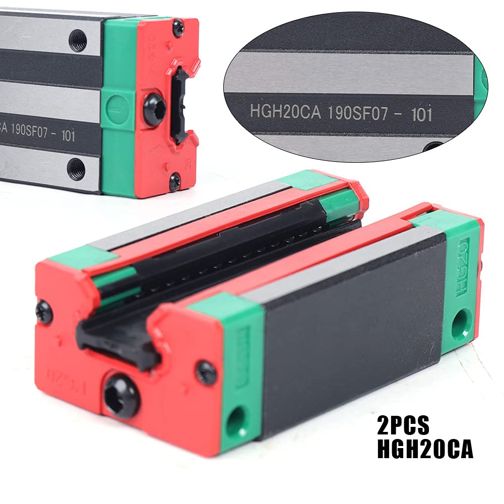 Juego de 2 barras deslizantes HGH20 de carro, M5X6mm CNC 0.787 in Kit de riel de guía lineal cuadrado, alta precisión y deslizador cuadrado para