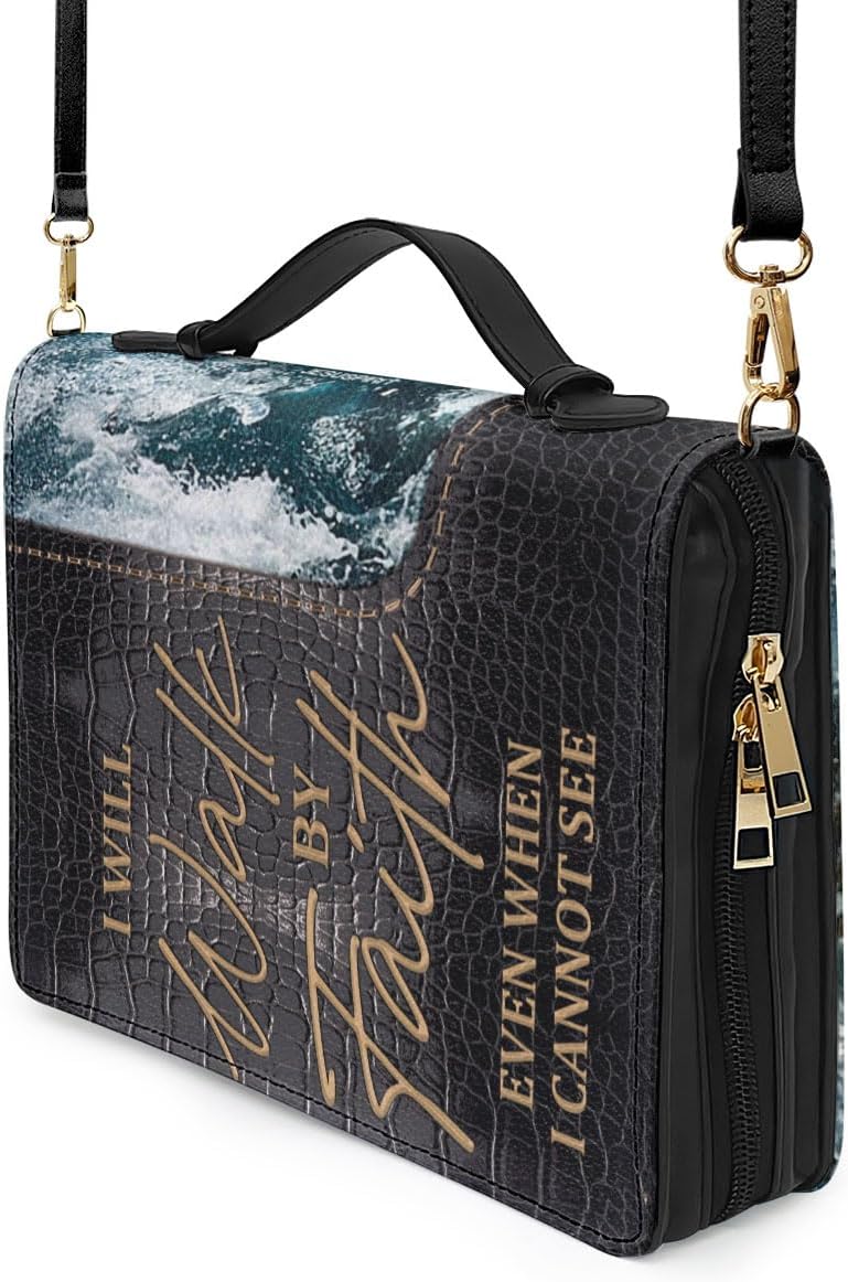 Jesuspirit Fundas de cuero personalizadas para la Biblia, bolsa de la Biblia para hombres y mujeres, funda de transporte de la Biblia con texto en
