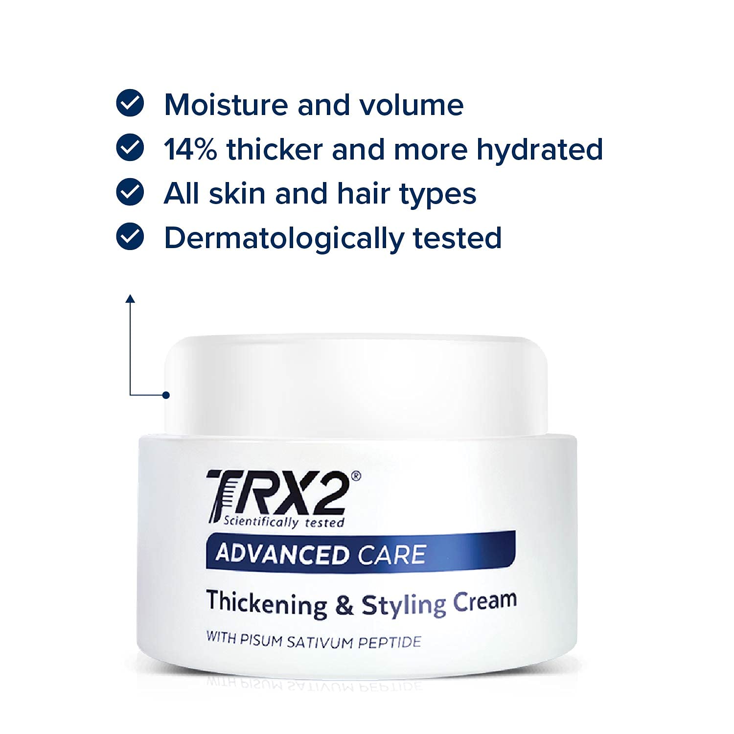 TRX2 Crema para engrosar y peinar el cabello, textura no pegajosa y ligera, para todo tipo de cabello, más gruesa e hidratada, sin tintes 1.7 onzas