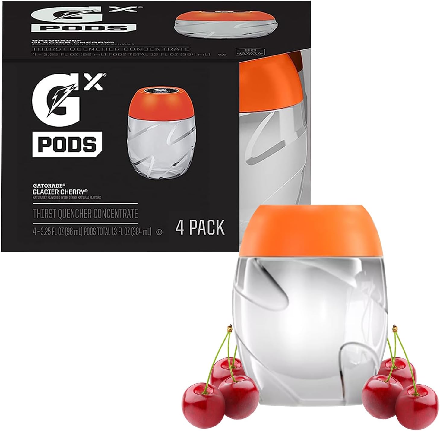 Cápsulas Gx, cereza glaciar, 4 unidades de cápsulas G para botella de agua Gx, hace 30 onzas líquidas.