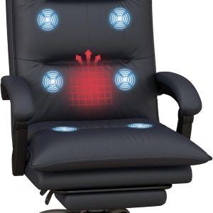 Vinsetto Silla de oficina de masaje ejecutivo con 6 puntos de vibración, silla de escritorio de microfibra para computadora, silla reclinable Vinsetto Silla de oficina de masaje ejecutivo con 6 puntos de vibración, silla de escritorio de microfibra para computadora, silla reclinable
