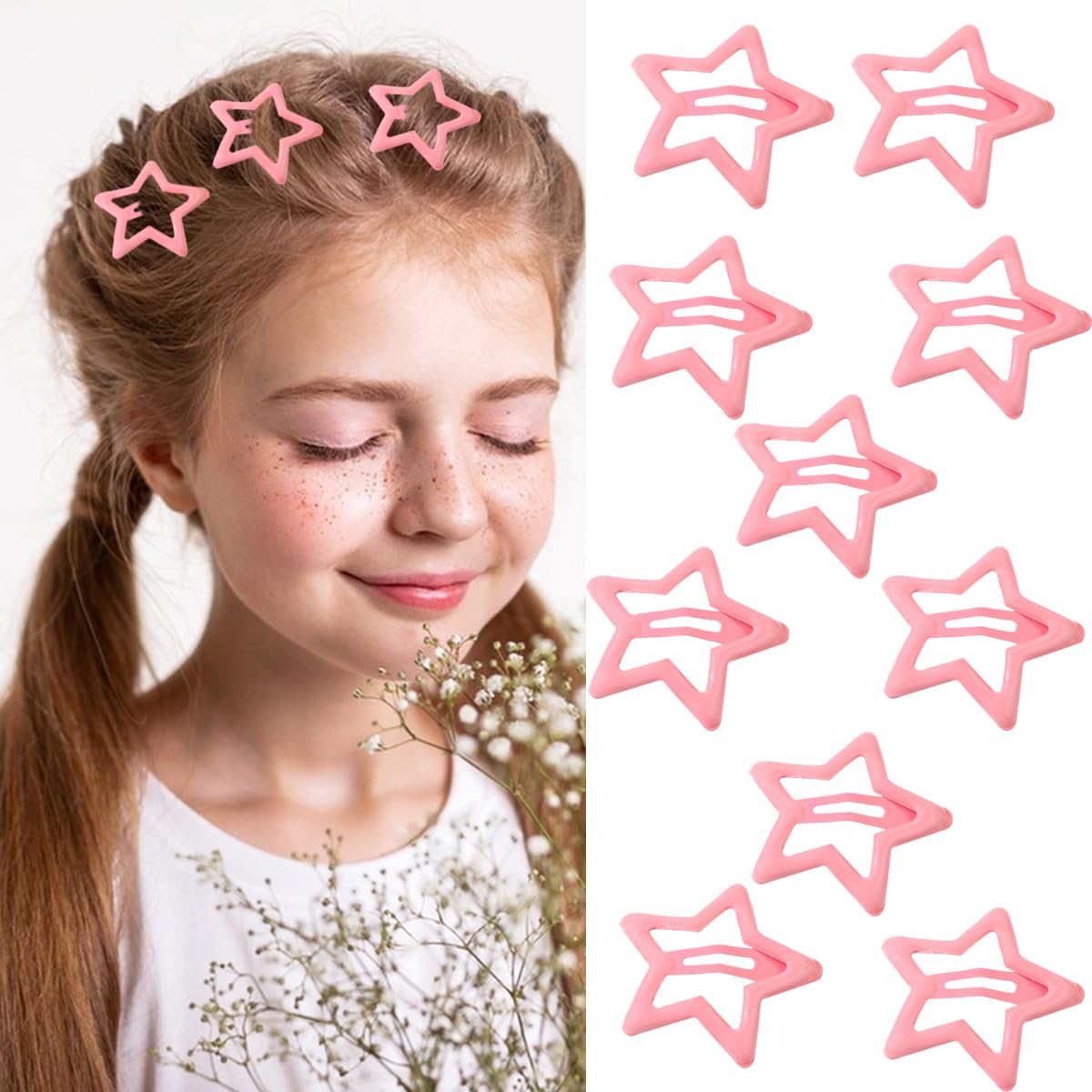 Pinzas para el cabello con diseño de estrella de metal, color rosa, lindas y pequeñas, pinzas para el cabello Y2K, con diseño de estrella Y2K,