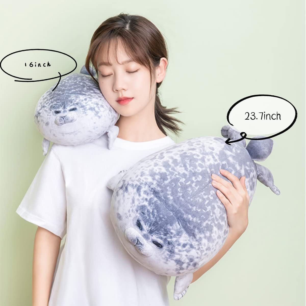 Almohada de felpa con bonito sello de 16 pulgadas juguete de peluche suave, peluche de sello de globo gordito para niños y niñas, decoración de