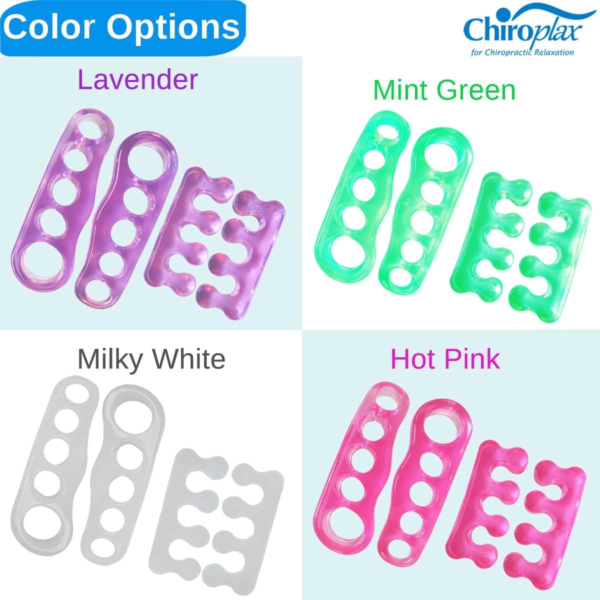 Chiroplax Separadores de dedos de los pies, esparcidor de gel de silicona para juanetes y juanetes, martillo de alivio de martillo superpuesto y