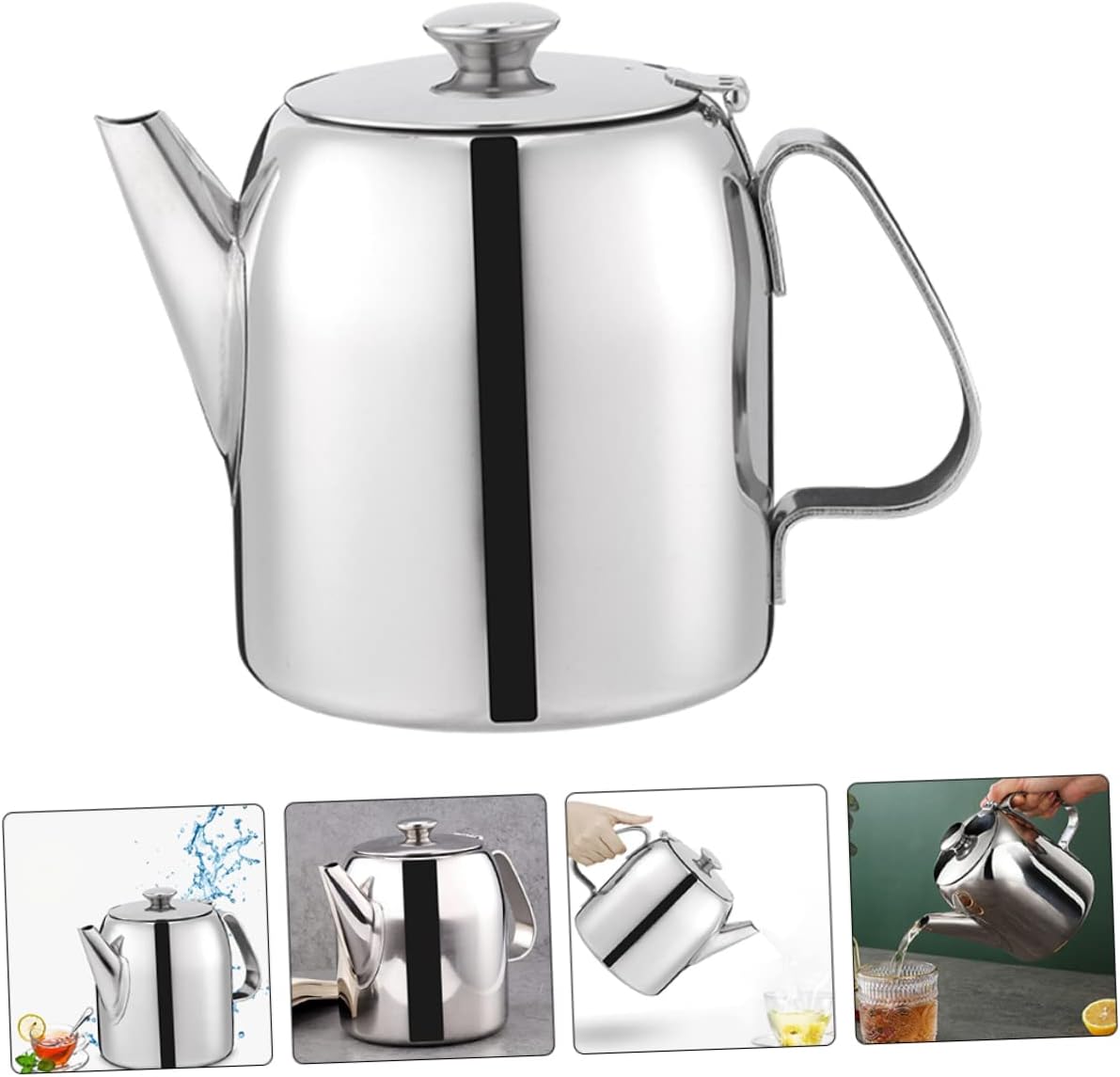 Housoutil Hotpot Tetera de acero inoxidable comercial pequeña tetera portátil de viaje