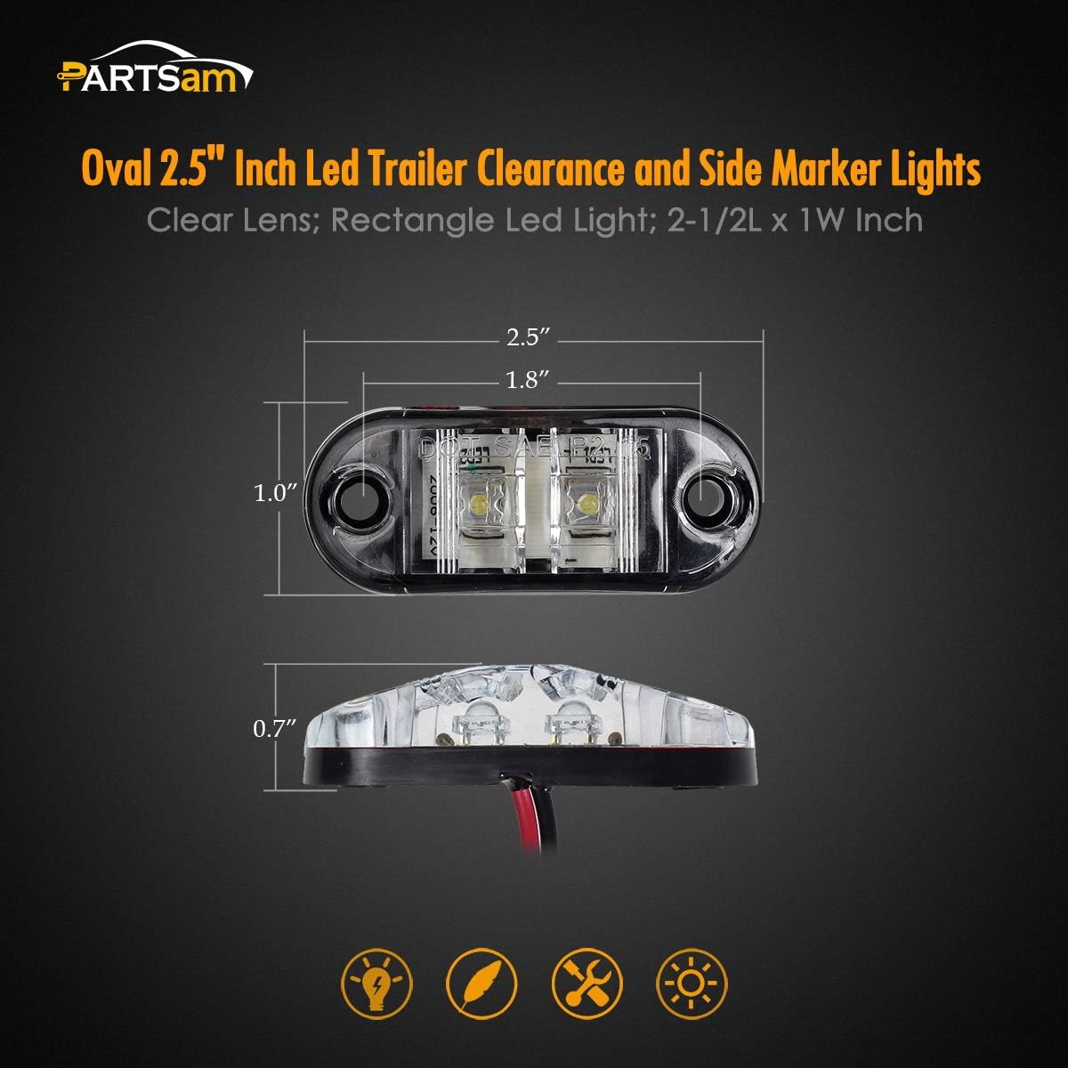 2.5pulgadas de Luces LED laterales 2 pulgadas ovaladas, set de 4.