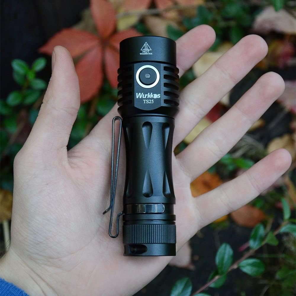Wurkkos Linterna LED recargable EDC, súper brillante de alto lumen de 4000 lúmenes, linterna pequeña con Andruril 2.0 UI, potente linterna compacta
