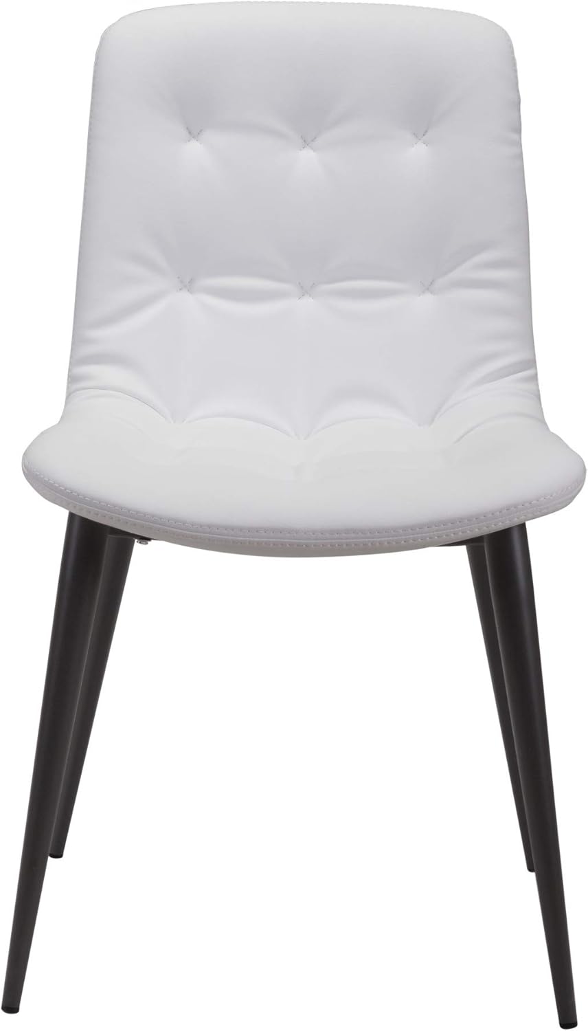 Zuo Modern Tangiers Juego de sillas de comedor de acero, espuma, cuero sintético gris topo, capacidad de peso interior de 280 libras Dimensiones