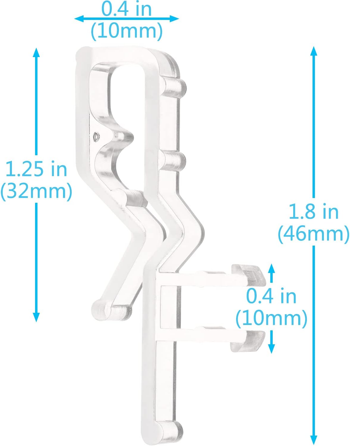 Clips de cenefa para persianas de 1.8 pulgadas, clips de plástico transparente para persianas de madera horizontales (20 piezas)