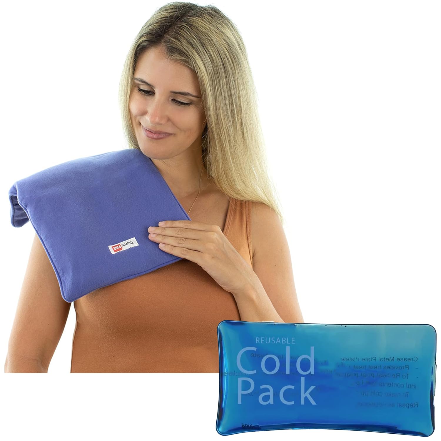 Carex ThermiPaq – Kit combinado de almohadilla térmica reutilizable para microondas, para lesiones, paquete de hielo de gel, hombro, codo, tobillos,