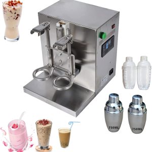 INTBUYING Bubble Boba Milk Tea Shaking Machine, acero inoxidable doble estación Auto Milk Tea Shaker, licuadora de mezcla de té de ordeño con 2 INTBUYING Bubble Boba Milk Tea Shaking Machine, acero inoxidable doble estación Auto Milk Tea Shaker, licuadora de mezcla de té de ordeño con 2