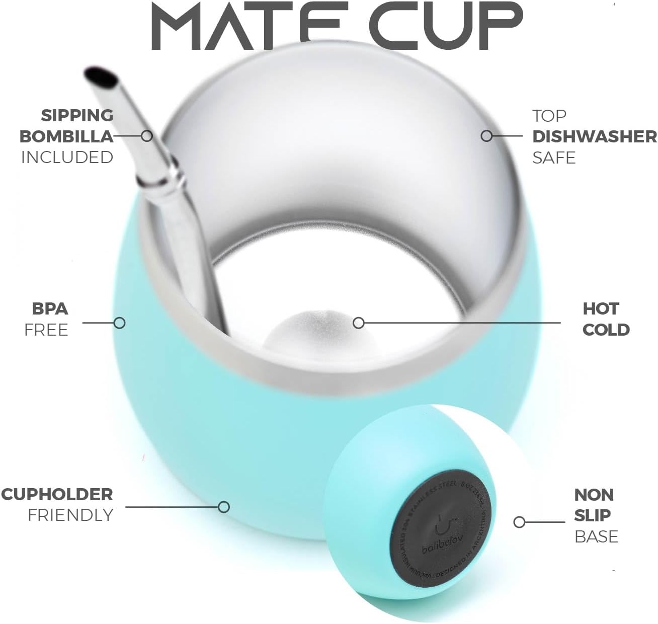 BALIBETOV Kit de yerba mate  Incluye 1 taza de yerba mate, 1 pajilla Bombilla Mate y 1 Mate Termo con 2 tapones  La calabaza de yerba mate de acero