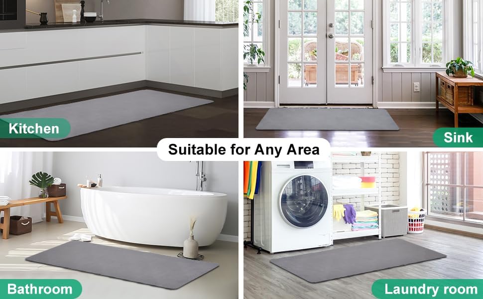 Alfombra de baño súper absorbente, antideslizante, alfombra de baño grande de diatomeas Darth, alfombra de baño para bañera, ducha, baño, piso de 18