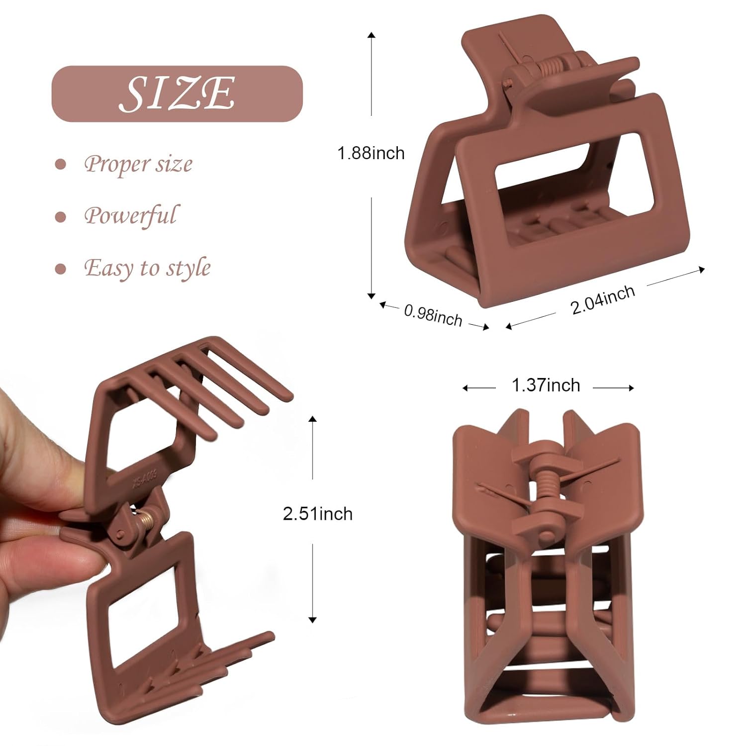 Cobinaan Pinzas para el cabello rectangulares mate medianas para mujeres y niñas, 2 x 1 x 1.8 pulgadas, 8 piezas de colores cálidos, pinzas
