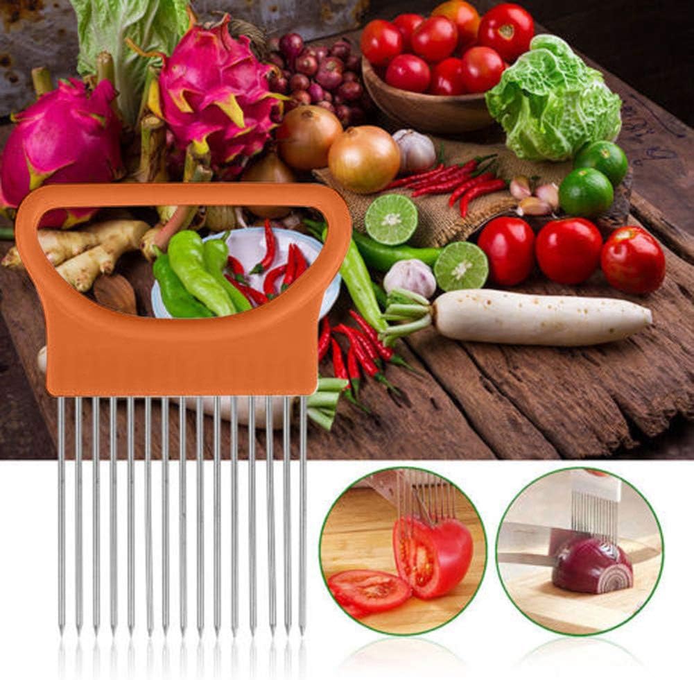 AKOAK 1 paquete de utensilios de cocina, rebanada de tomate, cebolla, horquilla de seguridad para verduras, aguja de carne tierna, herramienta de