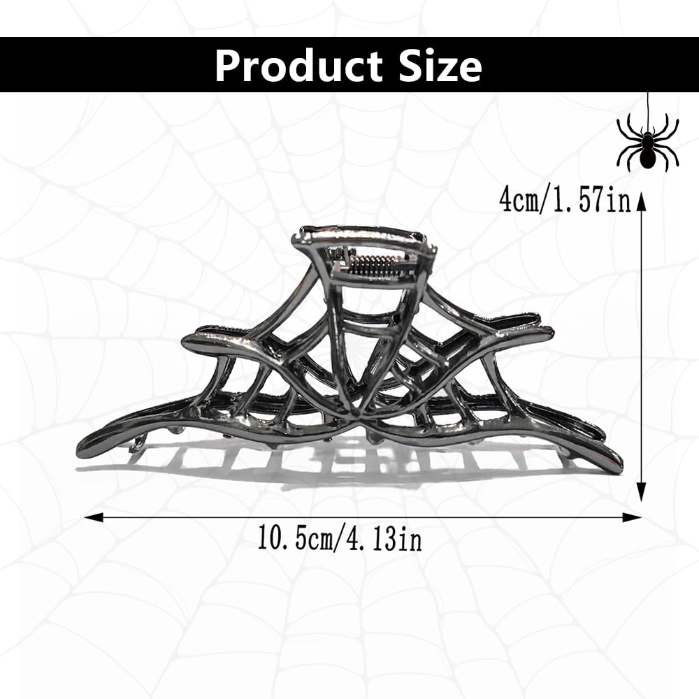 Pinzas para el cabello de tela de araña negra para mujer, pinzas de metal negro para el cabello, accesorios para el cabello, pasadores para el