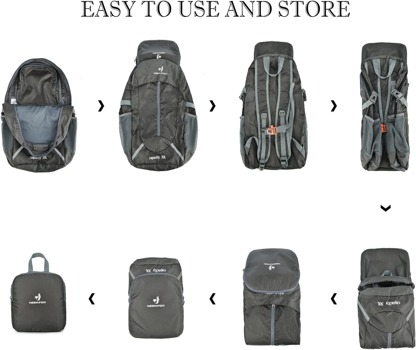 NEEKFOX 30L Hiking Backpack Foldable Lightweight Packable Sports Travel Day