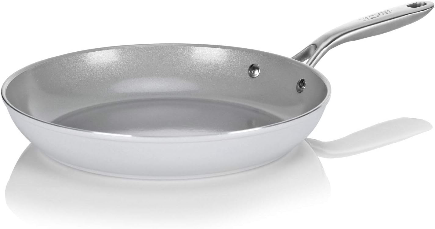 TECHEF – CeraTerra – Sartén antiadherente de cerámica, sin PTFE, PFAS ni PFOA), apta para lavavajillas, mango de acero inoxidable, lista para