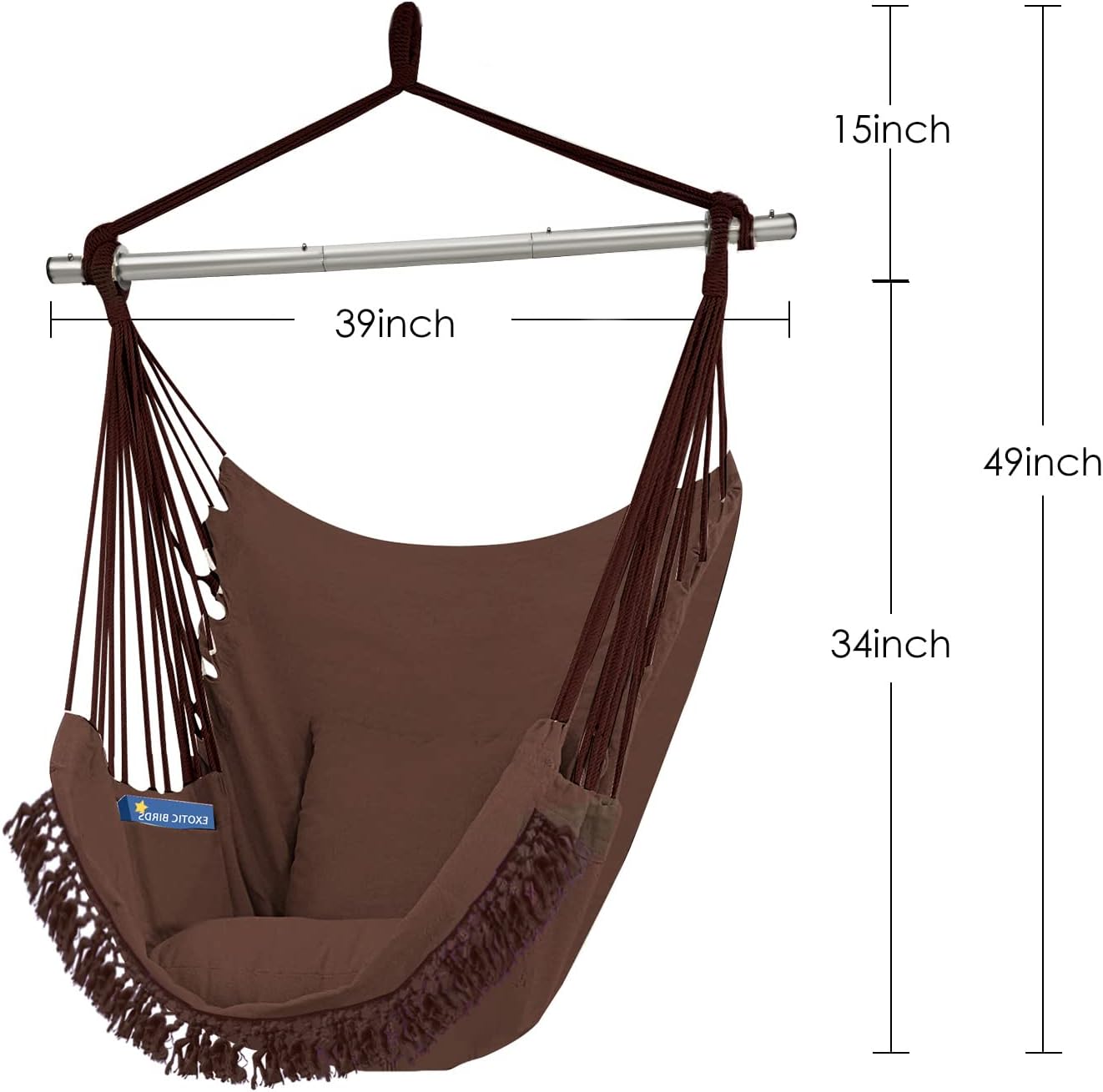Gold Armour Silla hamaca colgante con cuerda de hasta 500 libras, 2 cojines de asiento incluidos, silla colgante con tejido de algodón de calidad de