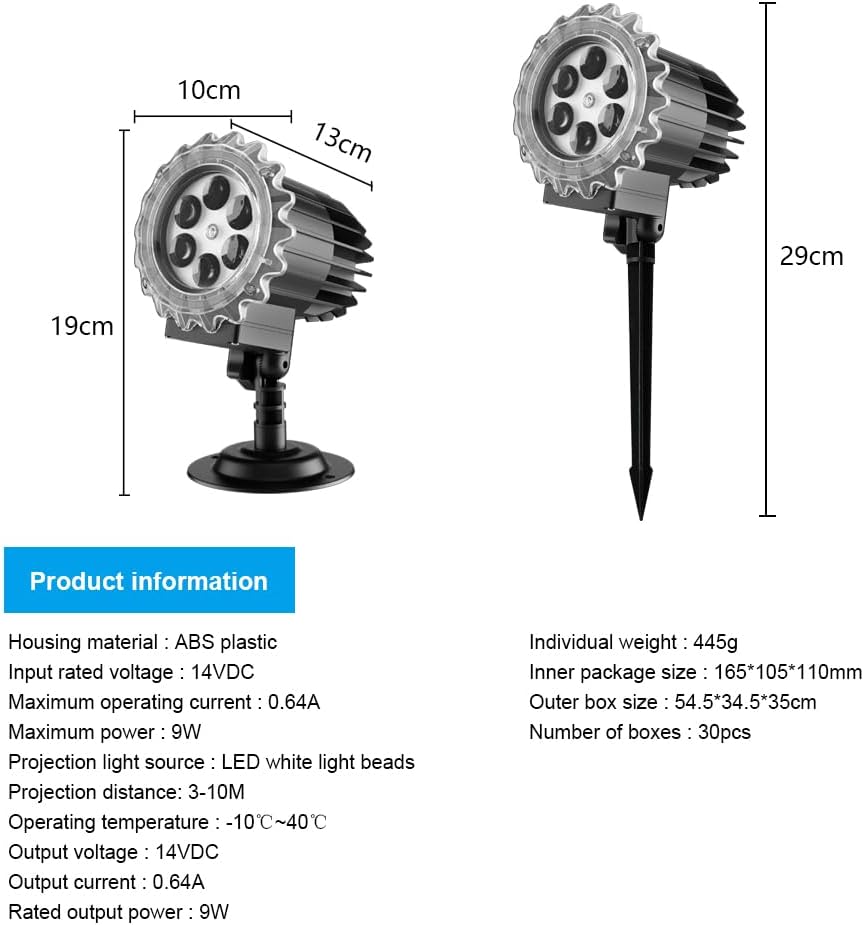 Luces de proyector de nieve de Navidad, MILPROX para interiores y exteriores, luces de proyector de copo de nieve, lámpara giratoria transparente