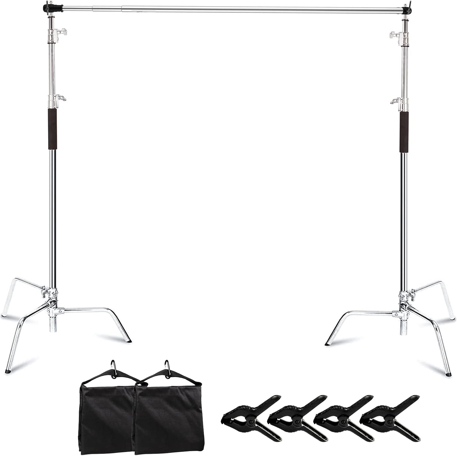Kit de soporte de fondo de fotos de 10 x 10 pies9.8 x 9.8 ft, soporte de sistema de soporte de fondo de fotografía ajustable resistente con 2 bolsas
