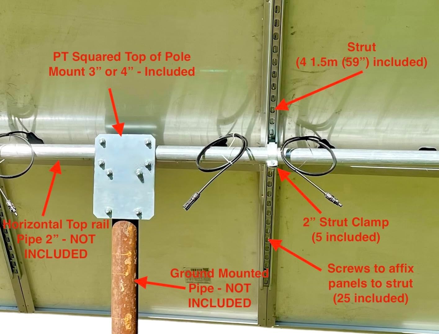 Panel solar superior del soporte de montaje en poste y kit de montaje en panel para tubería de 4″