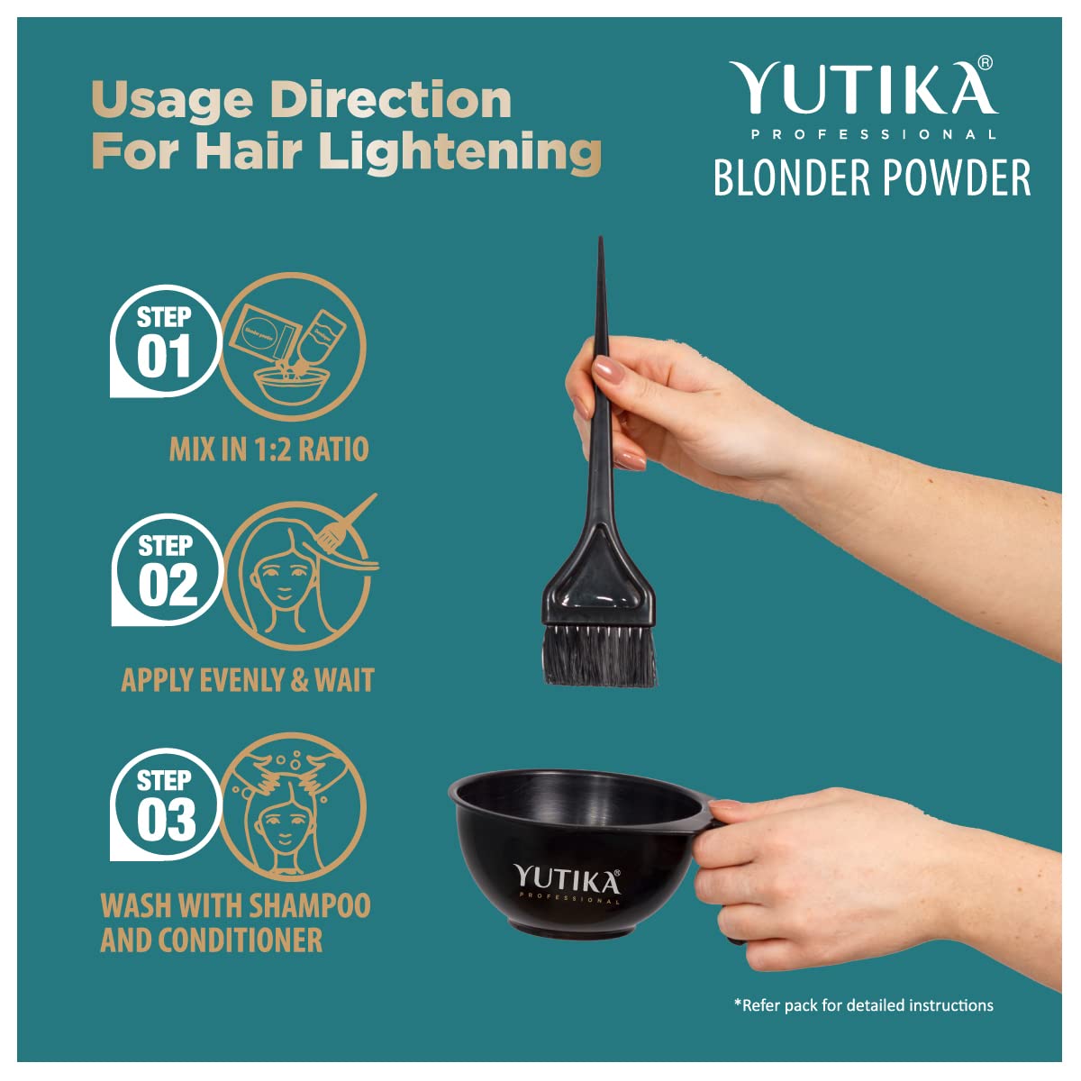 Yutika Professional Blonder Bleach Powder Hair Lightener  Blanqueador para aclarar el cabello con brillo rubio  Levanta hasta 8 niveles – 2.11 onzas
