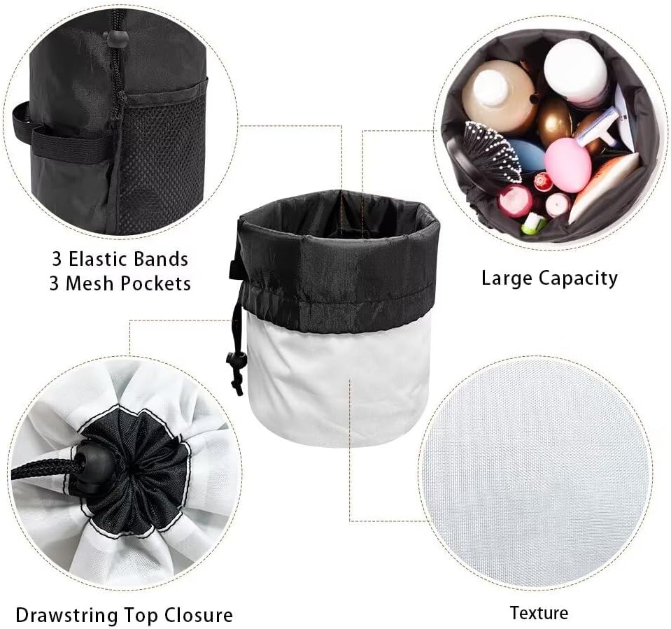 Poceacles Bolsa de cosméticos con cordón para mujer, bolsa de maquillaje de gran capacidad, organizador de artículos de tocador, bolsillo de