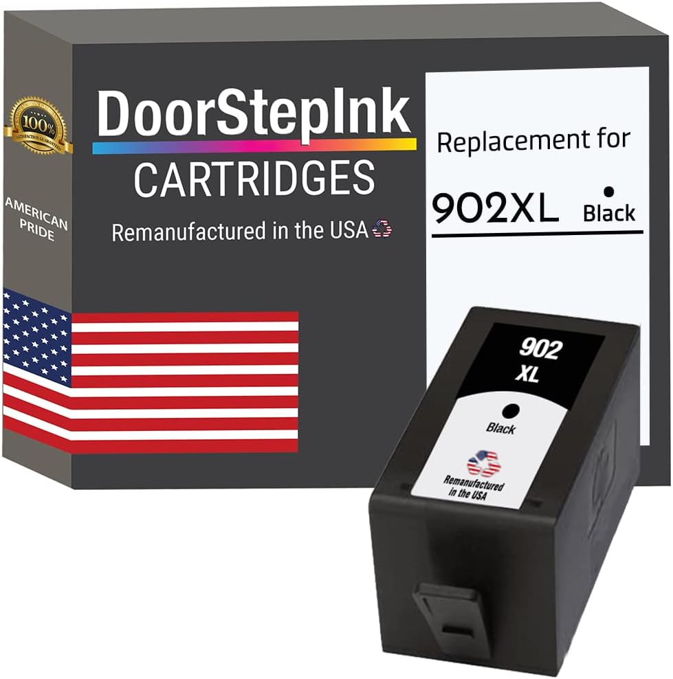 DoorStepInk Recambios de cartucho de tinta remanufacturados en los Estados Unidos para HP 902XL 902 XL negro para impresoras HP OfficeJet 6950 6951
