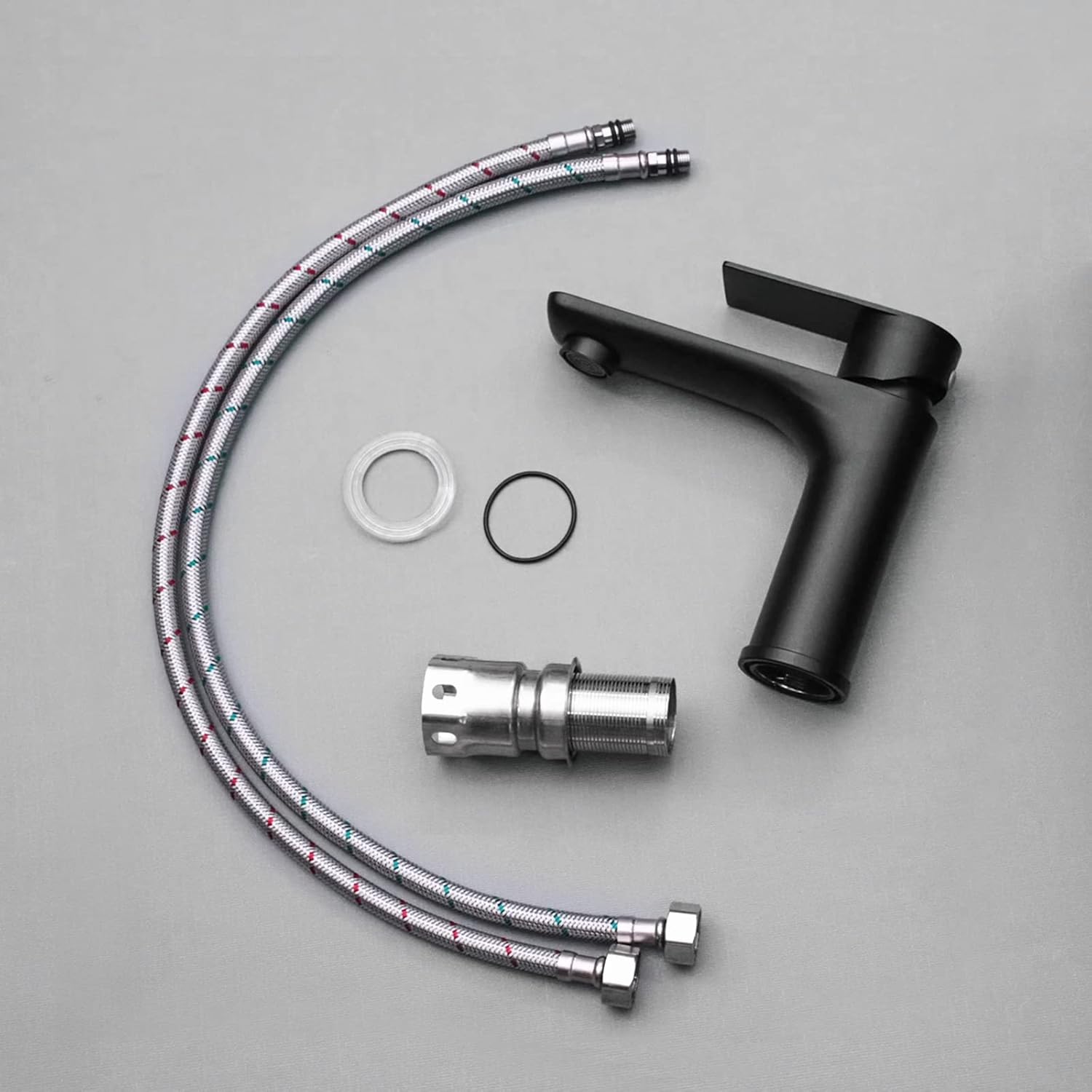 Grifo de lavabo de baño con un solo orificio de acero inoxidable de una sola manija para lavabo de tocador de montaje en cubierta moderno (metal)