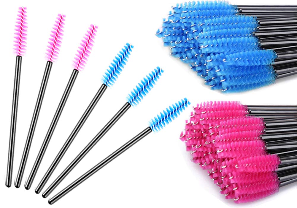 Varitas de rímel desechables ArRord 200 piezas cepillo de cejas para pestañas, aplicador de varita, herramienta de maquillaje de ojos, rosa y azul