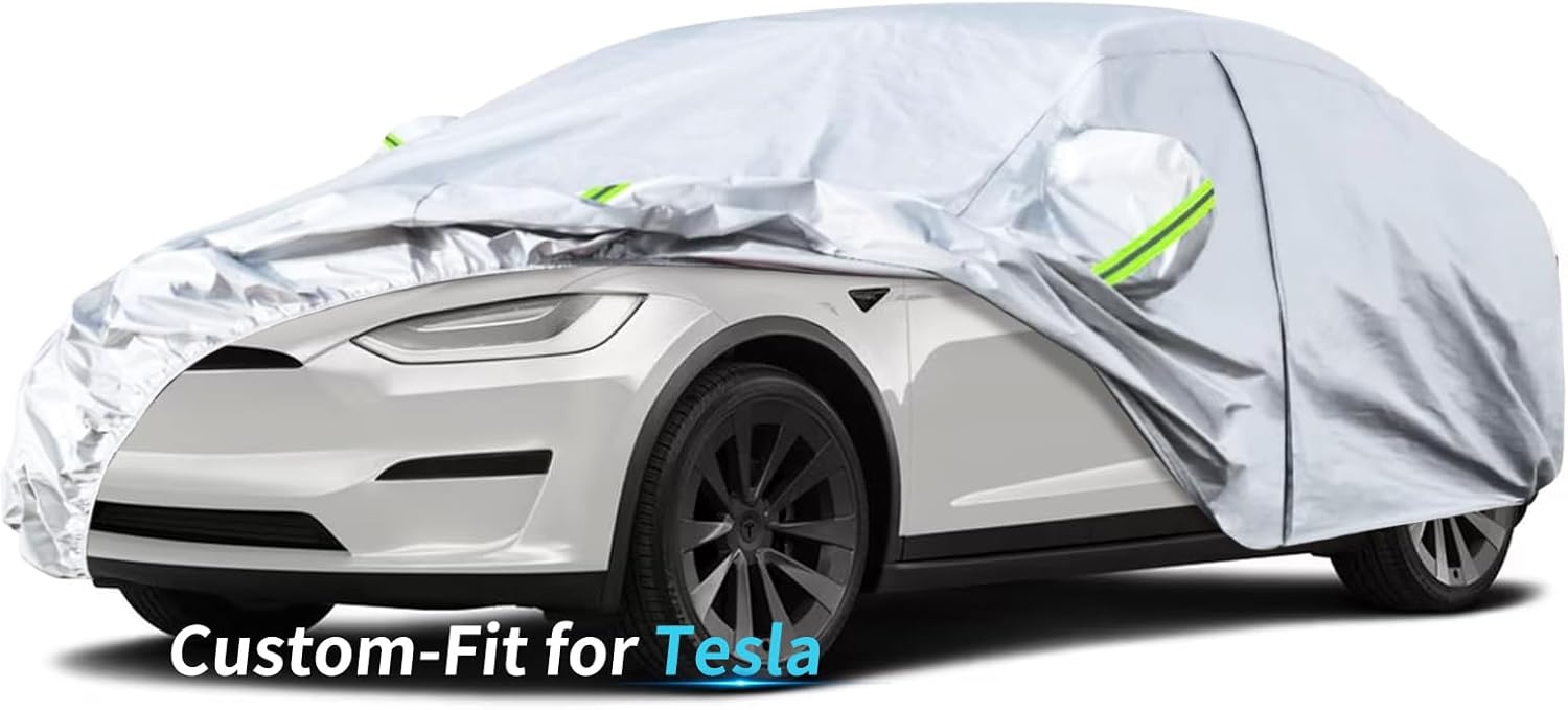 Funda a medida para automóvil Tesla, funda de automóvil de 7 capas impermeable para todo tipo de clima, para exteriores, cubierta completa contra la