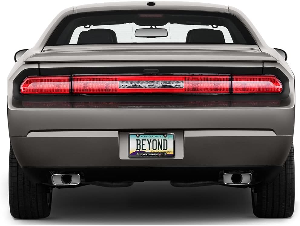 Marco de matrícula de acero inoxidable de 50 estados compatible con Dodge Challenger RT Real Carbon Fiber Insert Black 50 Estados