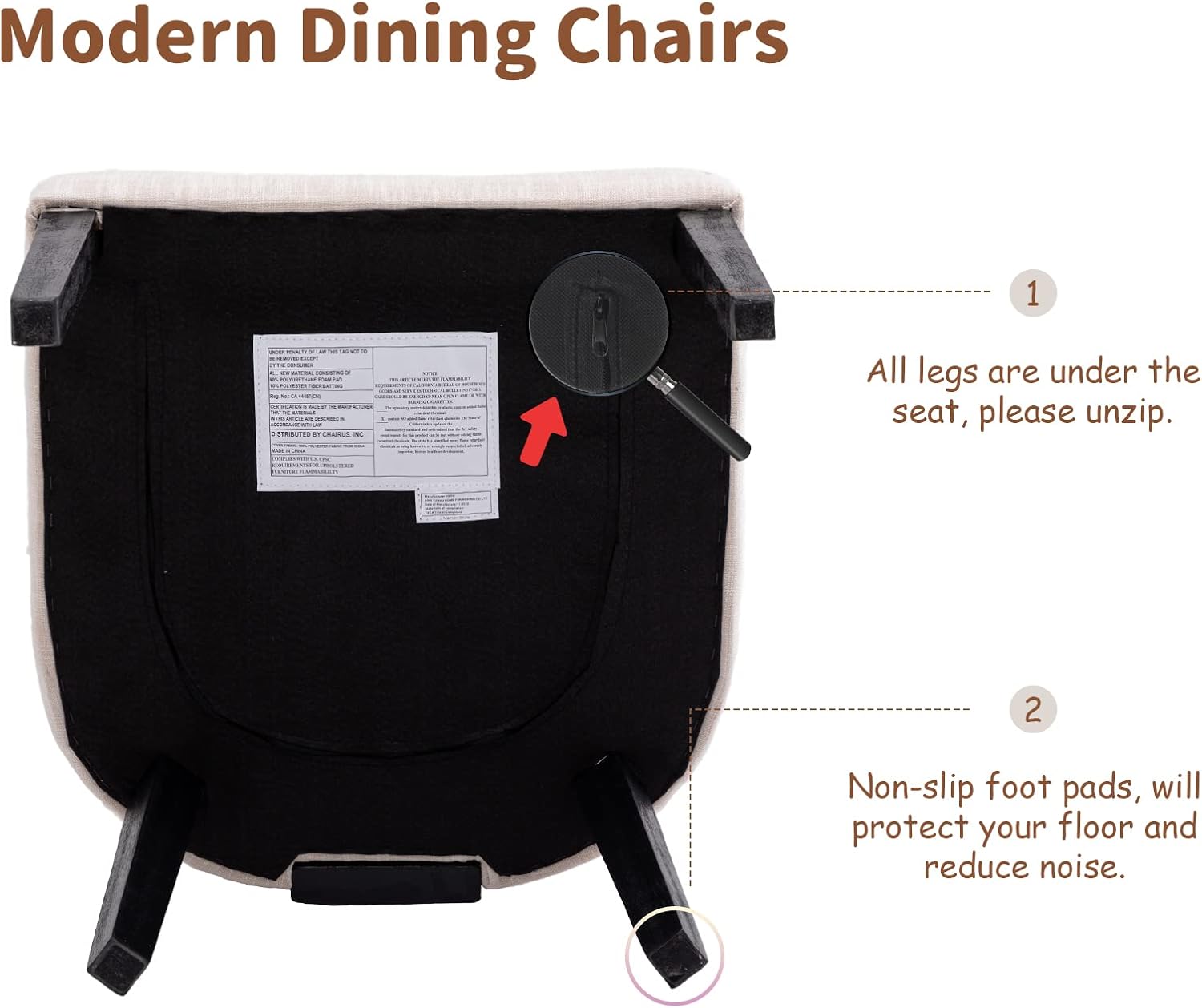 Shunzhi Juego de 2 sillas de comedor tapizadas estilo casa de campo, modernas de mediados de siglo, sillas de cocina de lino de ratán, sillas