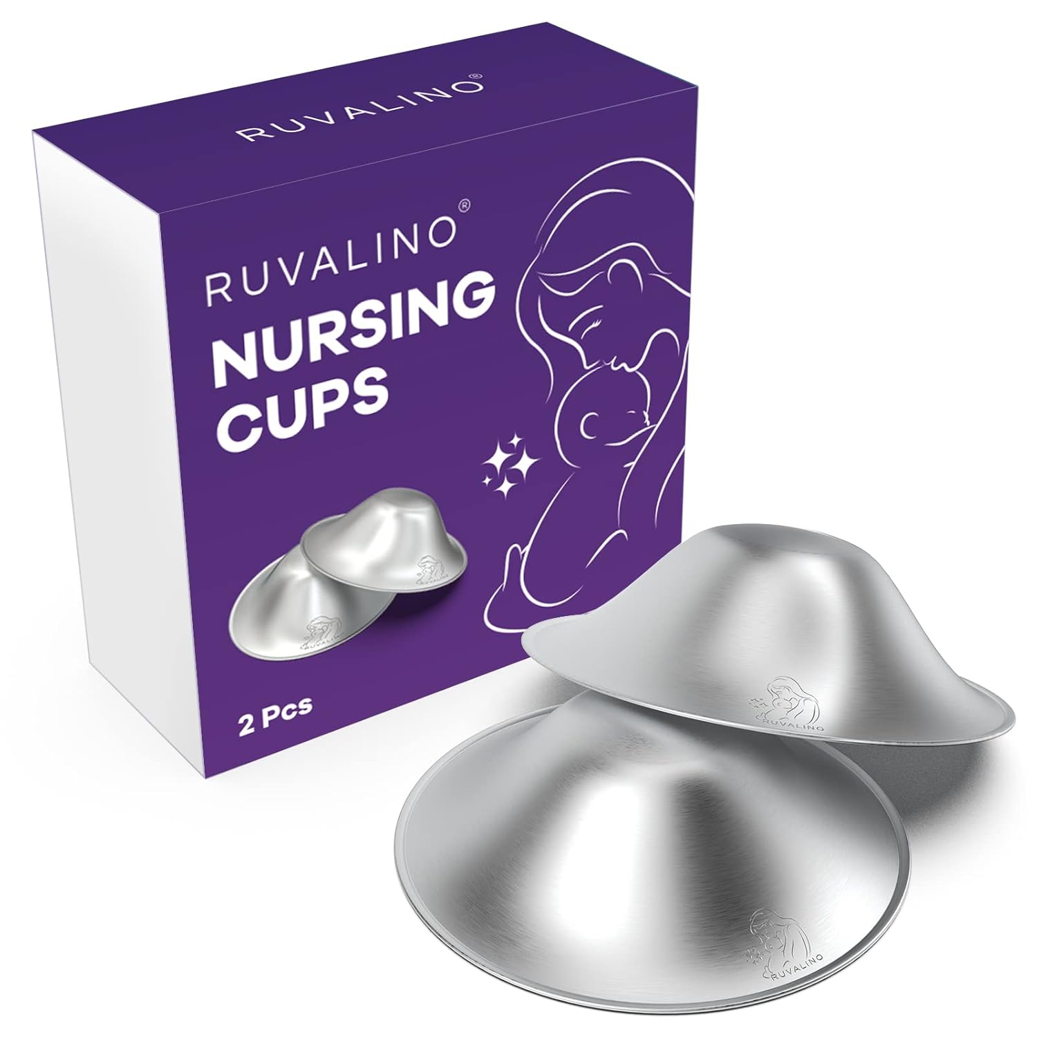 RUVALINO – Copas de lactancia originales de plata, protectores de pezones esenciales para lactancia, para recién nacido, cubierta de pezón para