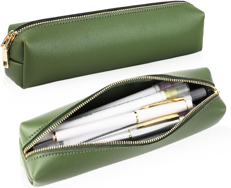 iSuperb Estuche de lápiz PU Bolsa de cuero para bolígrafos Bolsa delgada Bolsa de papelería encantadora Bolsa de cosméticos portátil Bolsa