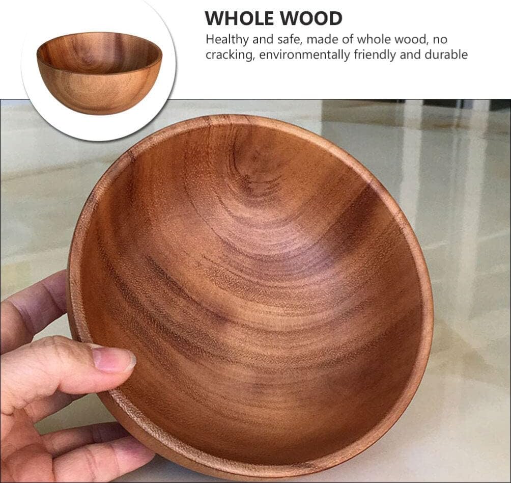 STOBOK Ensaladera de madera para servir aperitivos de madera, recipiente redondo para ensalada para alimentos, frutas, ensaladas y decoración de
